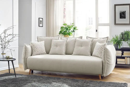 Puffy Canapea Cu Trei Locuri Pat Crem 235x98x95 cm