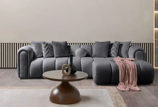 N-line Γωνιακός Καναπές με Δεξιά Γωνία Dark Grey 265x185x70εκ.