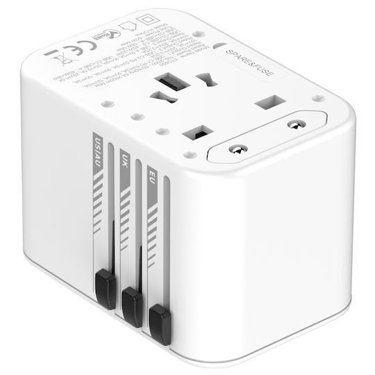 Energizer Charger Without Cable GaN with USB-A Port and 2 USB-C Ports Whites (ETC650)