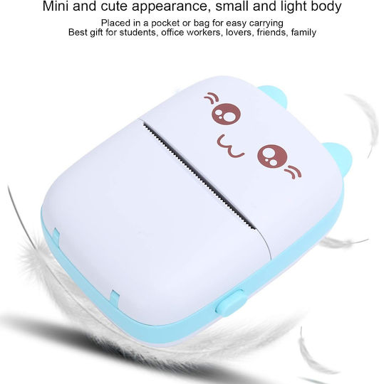Mini Cat Θερμικός Εκτυπωτής για Φωτογραφίες με Bluetooth Λευκό - Γαλάζιο KLN-724032