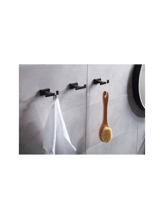 Bronze Art Double Wall-Mounted Bathroom Hook ​13x15cm Inox Silver