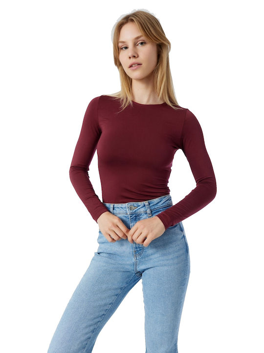 Fimelle Women's Long Sleeve T-Shirt Burgundy
