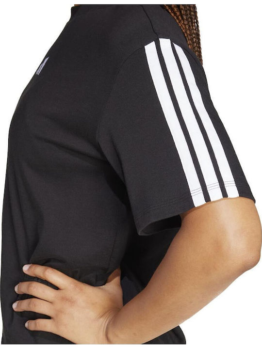 Essentials 3-Stripes Tricou Oversized Sportiv Damă Negru