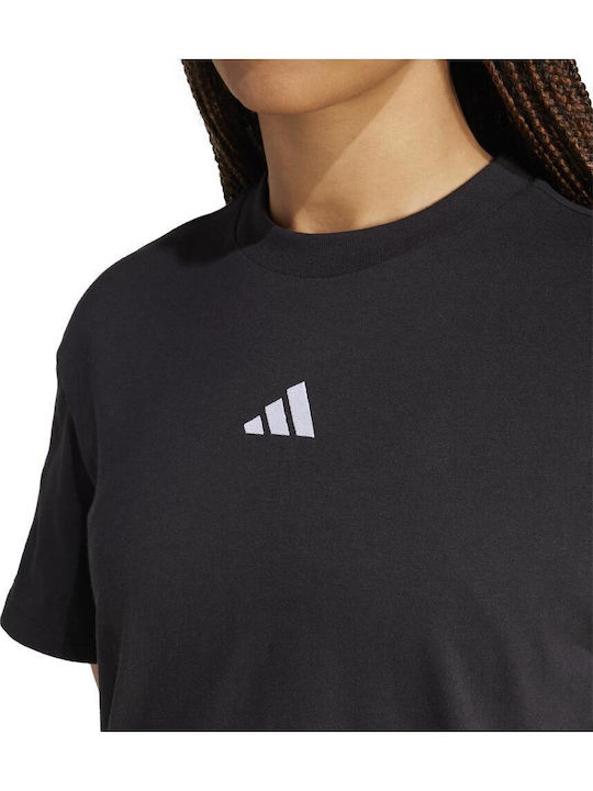 Essentials 3-Stripes Tricou Oversized Sportiv Damă Negru