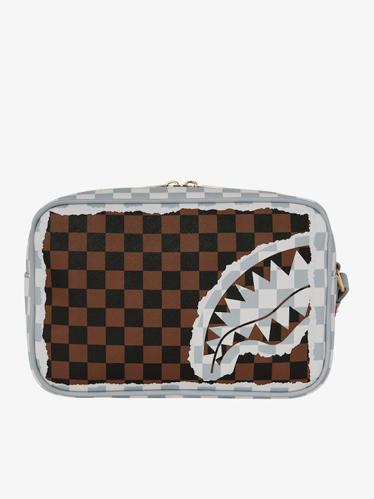 Sprayground Men Cream Brown Tear Check Toiletry Brick Multi 910b8294nsz