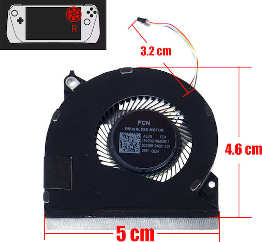 Ανεμιστηράκι Laptop Right Cpu Cooling Fan Asus Rog Ally 2023 Rc71l Nr2301l Rc71l-nh019w Rc71l-nh001w 13nr0gy0m01011 13nr0gy0m01012 236e.00pg 6033b0124501 Fq5n Fqw1 Dfs150705b10t Fqwo Dfs5f22b049546 4pin Κωδ.81543