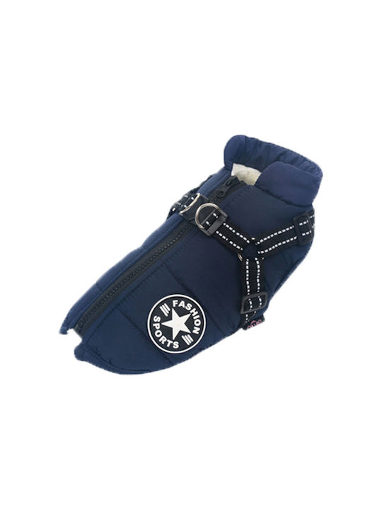 Denik Pets Blue Fleece / Waterproof Dog Coat XLarge with 34cm Back Length