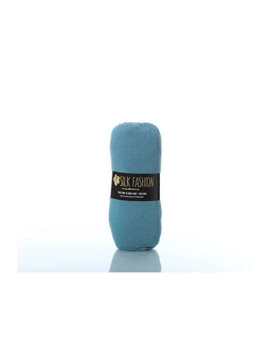 Silk Fashion Σεντόνι Μονό με Λάστιχο 100x200+35εκ. Πετρόλ