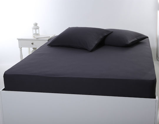 Silk Fashion Sheet for Single Bed with Elastic 100x200+35cm. Dark Grey
