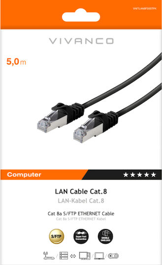 Vivanco U/UTP Кат.8 (40Gbps) Мрежов Кабел Ethernet 5м Черен