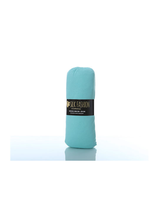 Silk Fashion Sheet Super-Double with Elastic 160x200+35cm. Sea Green
