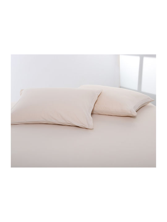 Silk Fashion Sheet Super-Double with Elastic 160x200+35cm. Light Beige