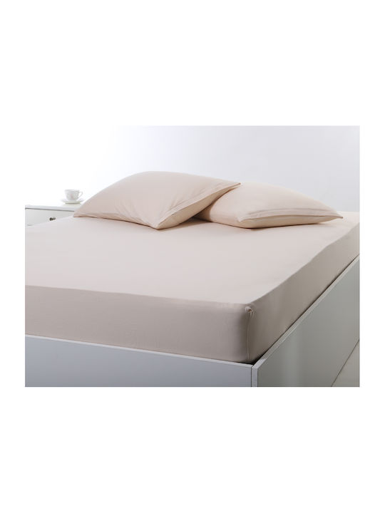Silk Fashion Sheet King Size with Elastic 180x200+35cm. Light Beige