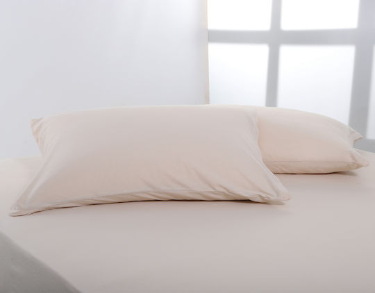Silk Fashion Sheet King Size with Elastic 180x200+35cm. Light Beige
