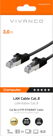 Vivanco U/UTP Cat.8 (40Gbps) Καλώδιο Δικτύου Ethernet 3m Μαύρο