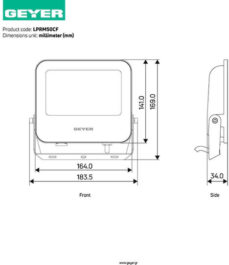 Geyer Wasserdicht LED Flutlicht 50W Kaltweiß 6500K IP65