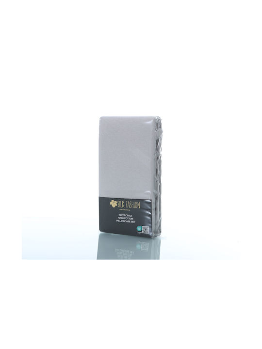 Silk Fashion Pillowcase Set with Envelope Cover Light Grey 50x70cm.