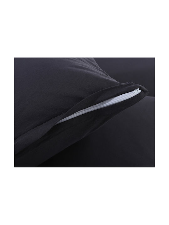 Silk Fashion Σετ Μαξιλαροθήκες με Φάσα Dark Grey 50x70εκ.