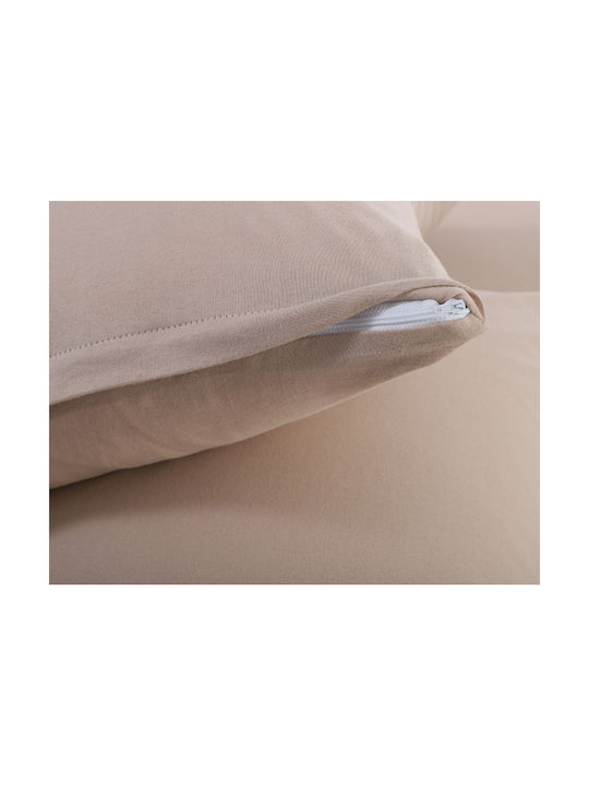 Silk Fashion Σετ Μαξιλαροθήκες με Φάσα Dark Beige 50x70εκ.