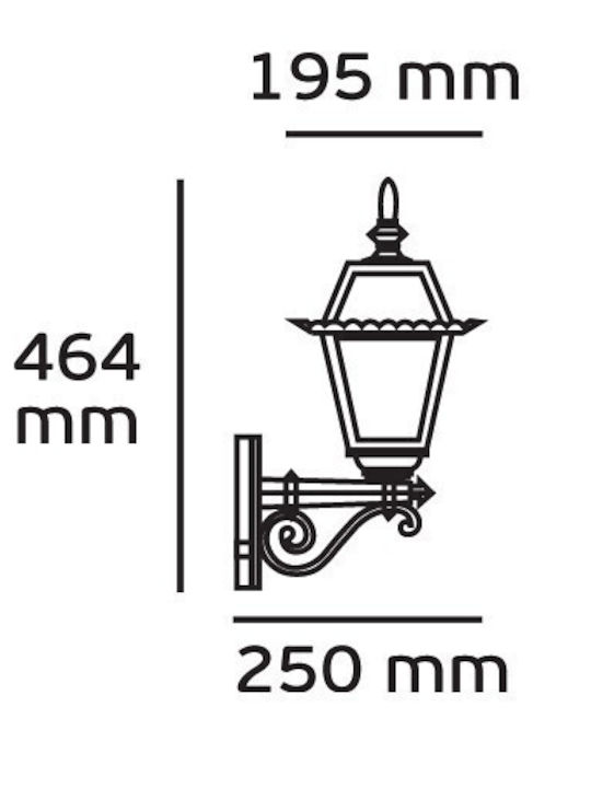 VK Lighting Wall-Mounted Outdoor Lantern E27 IP44 25x46.4εκ.