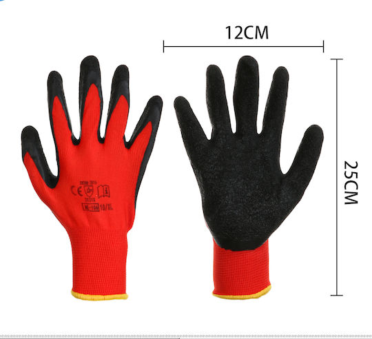 Tpster Mănuși de Lucru Roșii Latex 1buc