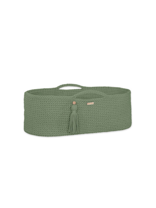 My Sweet Baby Straw Moses Basket Boho with Stand Green
