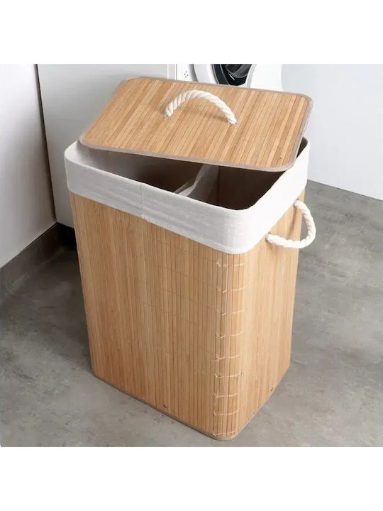Vilde Καλάθι Απλύτων Bamboo 70lt με Καπάκι 40x30x60cm Μπεζ