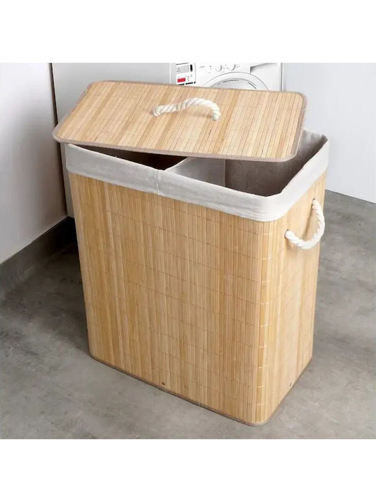 Vilde Καλάθι Απλύτων Bamboo 90lt με Καπάκι 50x30.5x60.5cm Μπεζ