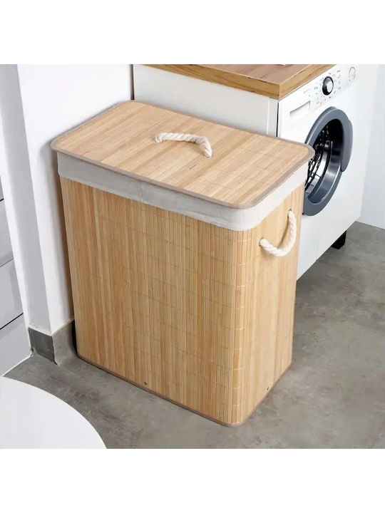 Vilde Καλάθι Απλύτων Bamboo 90lt με Καπάκι 50x30.5x60.5cm Μπεζ