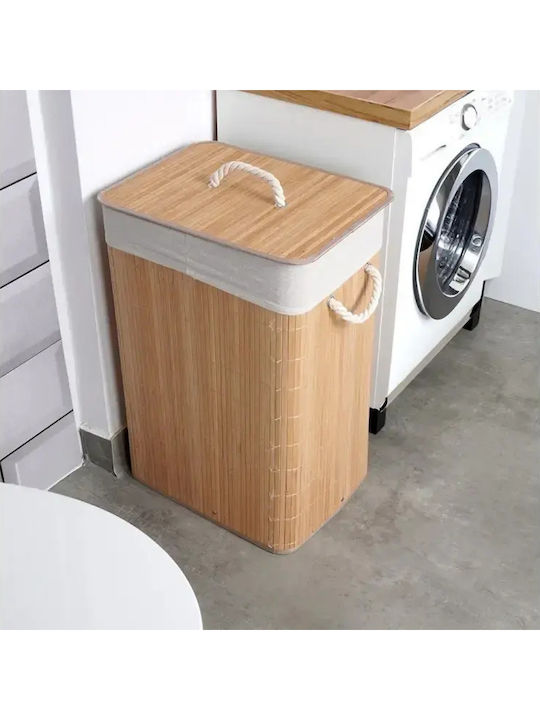 Vilde Καλάθι Απλύτων Bamboo 70lt με Καπάκι 40x30x60cm Μπεζ