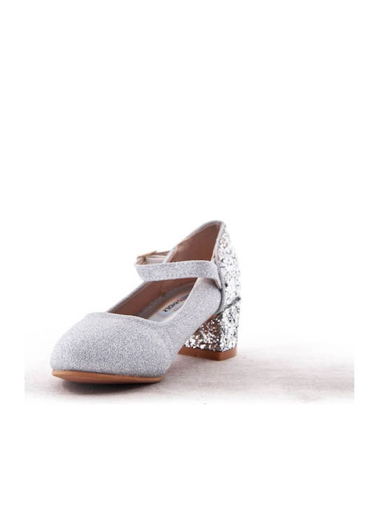 Kids Shoes Glitter Silver Flower Girl Bella