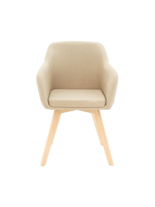 Safira Dining Room Artificial Leather Armchair Beige 57x58x84cm