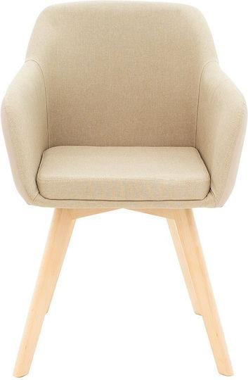 Safira Dining Room Artificial Leather Armchair Beige 57x58x84cm