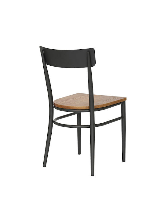 Zerca Dining Room Metallic Chair Anthracite, Natural Shade 49x44x82cm