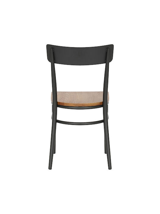 Zerca Dining Room Metallic Chair Anthracite, Natural Shade 49x44x82cm