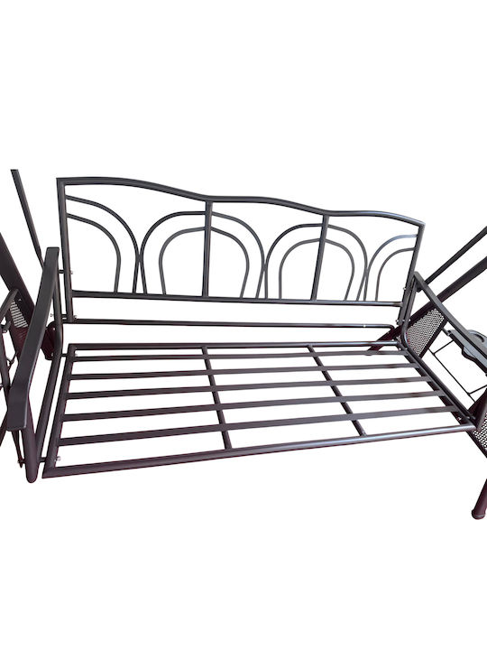 Garten & Veranda Schaukel mit Basis und Kissen 3 Sitze Metallisch Gray L205xB118xH186cm