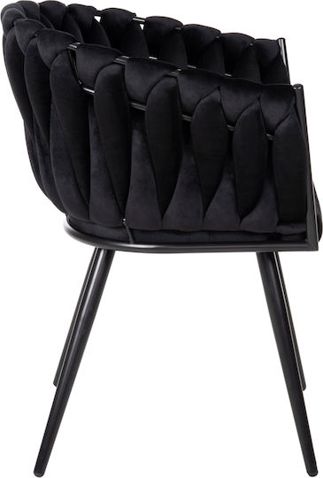 Luanda Dining Room Velvet Armchair Black Velvet-Black Metal 62x54x79cm