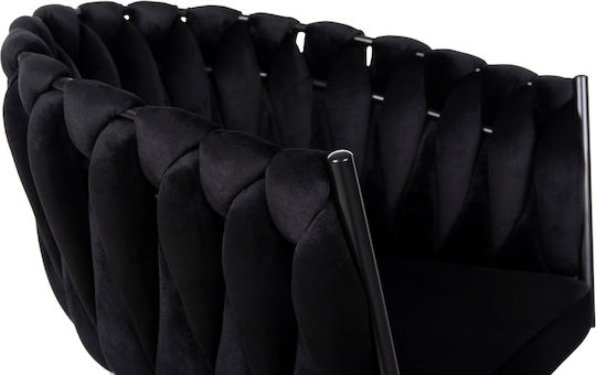 Luanda Dining Room Velvet Armchair Black Velvet-Black Metal 62x54x79cm