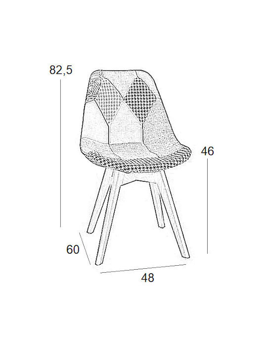 Palmyra Plus Dining Room Fabric Chair Patchwork 50x49x82cm 4pcs
