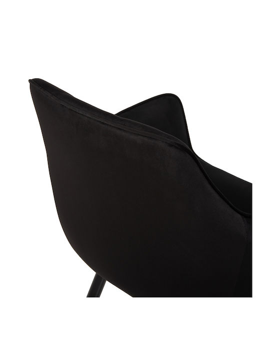 Latrell Dining Room Velvet Armchair Black Velvet-Black Metal 55x57x84cm