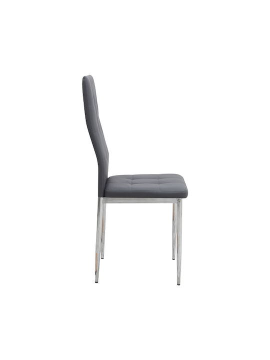 Rosa Dining Room Artificial Leather Chair Grey 41x48x98cm
