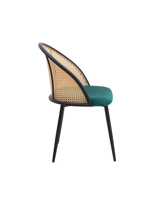 Jacob Dining Room Velvet Chair Cypress Green - Black 52x50x77cm