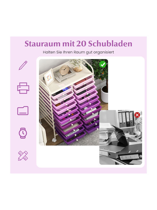 Drawers Storage Made of Metal & Plastic L63xW37xH87cm
