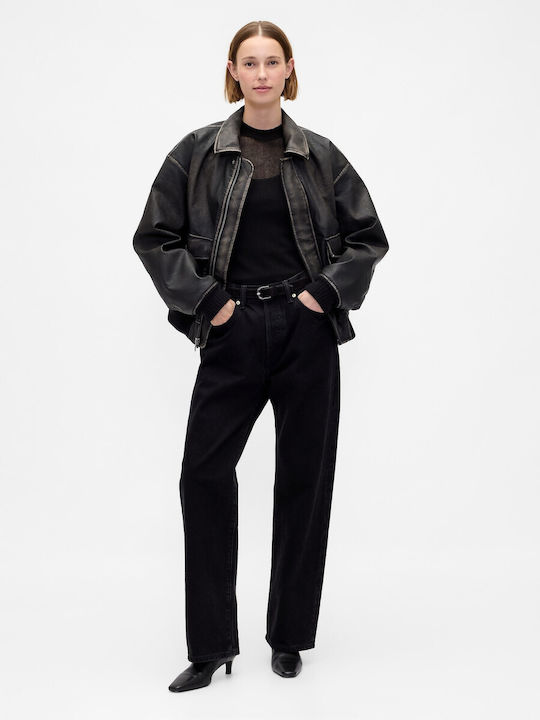 Women's Long Sleeve Crop Sweater Black