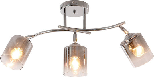 Agora Lighting Πλαφονιέρα Οροφής 69εκ. Ασημί με Ντουί E27