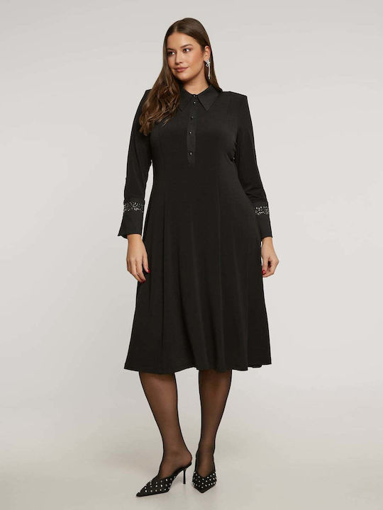 Midi Evening Dress Shirt Dress Black