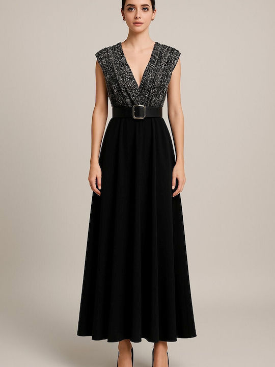 Maxi Abendkleid Satin Silber