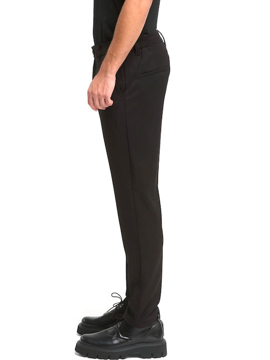 Izumo Men's Trousers Chinos Elastic in Straight Black Style