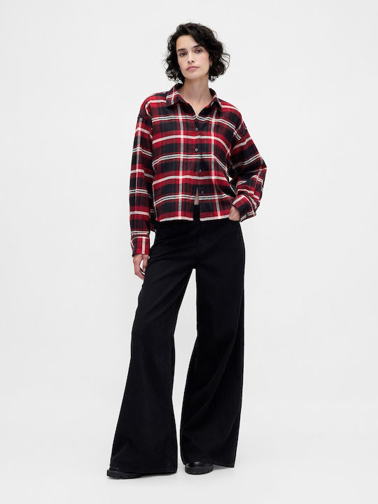 Women's Long Sleeve Shirt Red, Black