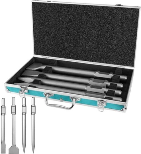 Total Set Pointed Chisel & Chisel Bits with HEX Socket 4pcs